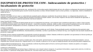 Îmbrăcăminte de lucru de calitate și echipament de protecție în România!